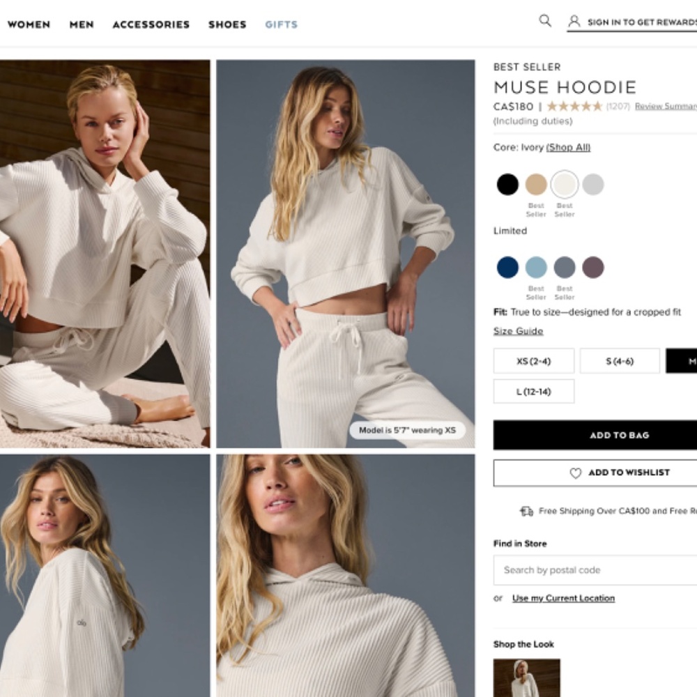 Alo Muse Set Ivory Size S